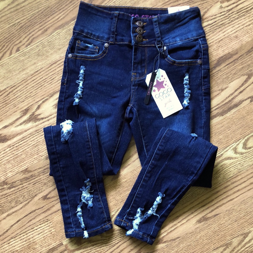 🔥NWT🔥 GoGo Star Girls High Rise Skinny Destructed Jeans
